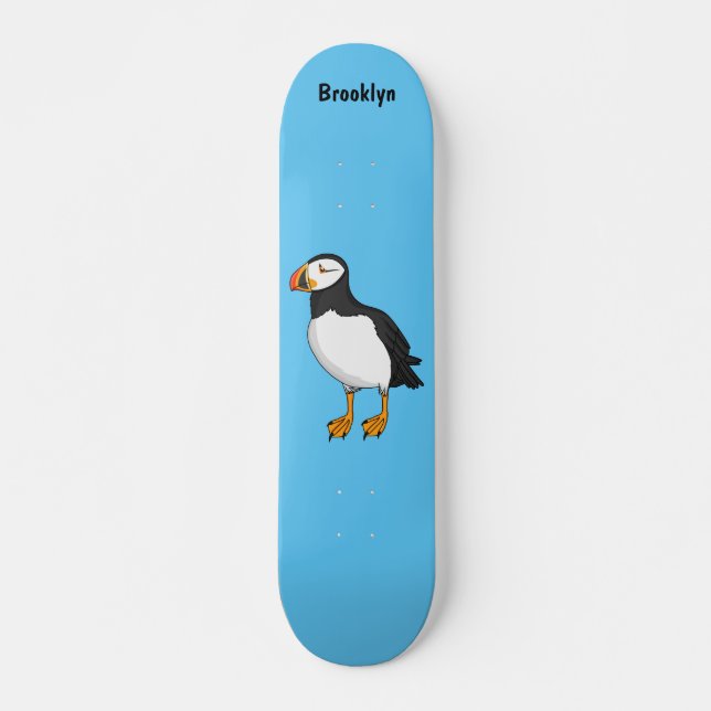 Skateboard Illustration de macareux de l'Atlantique (Devant)
