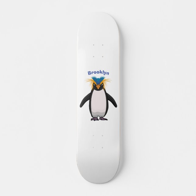 Skateboard Illustration de mignon macaroni pingouin (Devant)