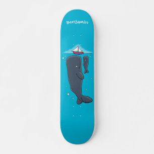 Skateboard Illustration de mignons baleines et voiliers