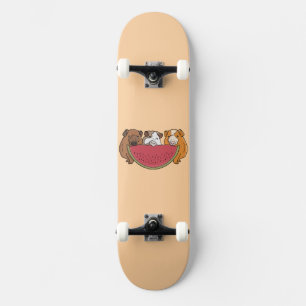Skateboard Illustration des Cochons de Guinée et de la pastèq