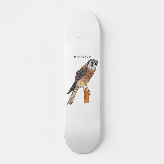 Skateboard Illustration d'oiseau américain Kestrel  (Devant)