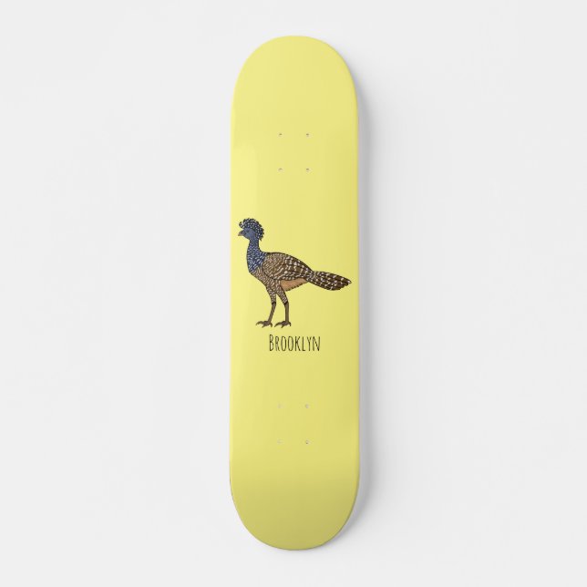 Skateboard Illustration d'oiseau de curassow (Devant)