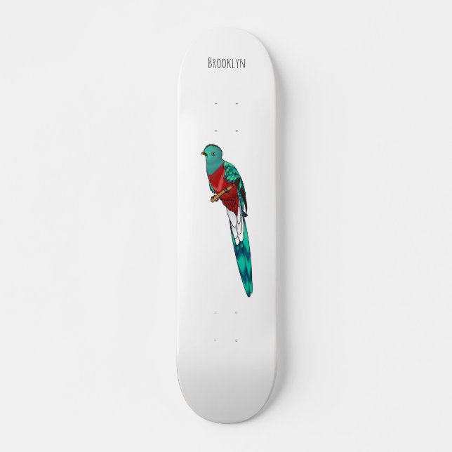 Skateboard Illustration d'oiseau de quetzal resplendissant (Devant)