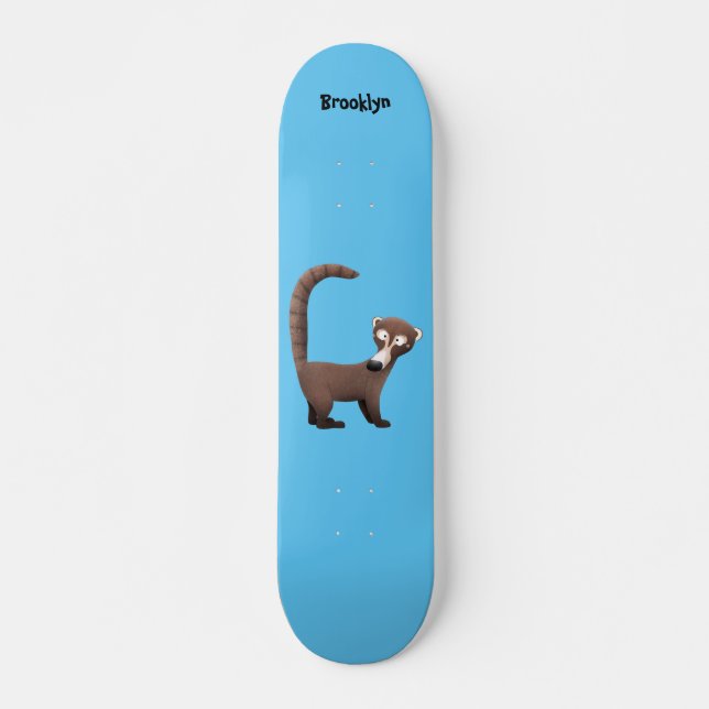 Skateboard Illustration drôle curieuse de dessin animé de coa (Devant)