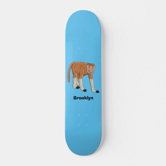 Skateboard Illustration drôle de singe proboscis (Devant)