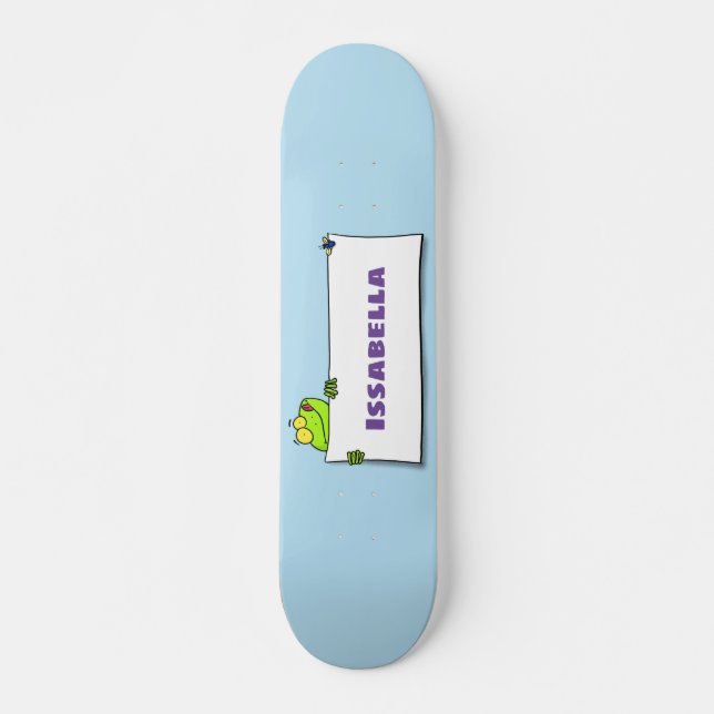Skateboard Illustration du panneau de grenouille verte mignon (Devant)