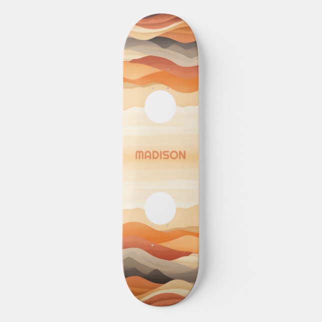 Skateboard Illustration du paysage Abstrait du nom personnali (Recto)