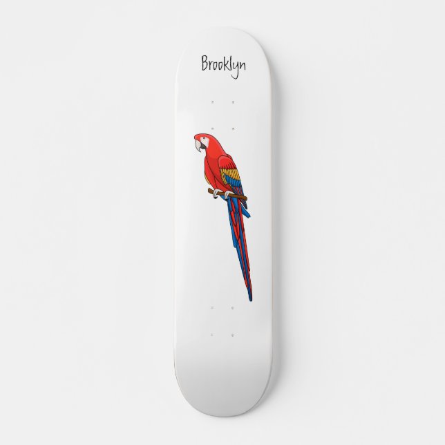 Skateboard Illustration du perroquet de macaw Scarlet (Devant)