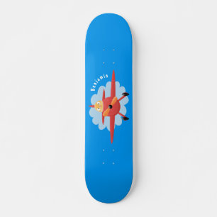 Skateboard Illustration d'un avion rouge volant mignon