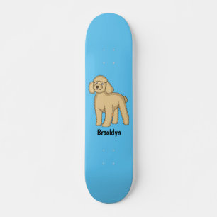 Skateboard Illustration d'un caniche brun joyeux