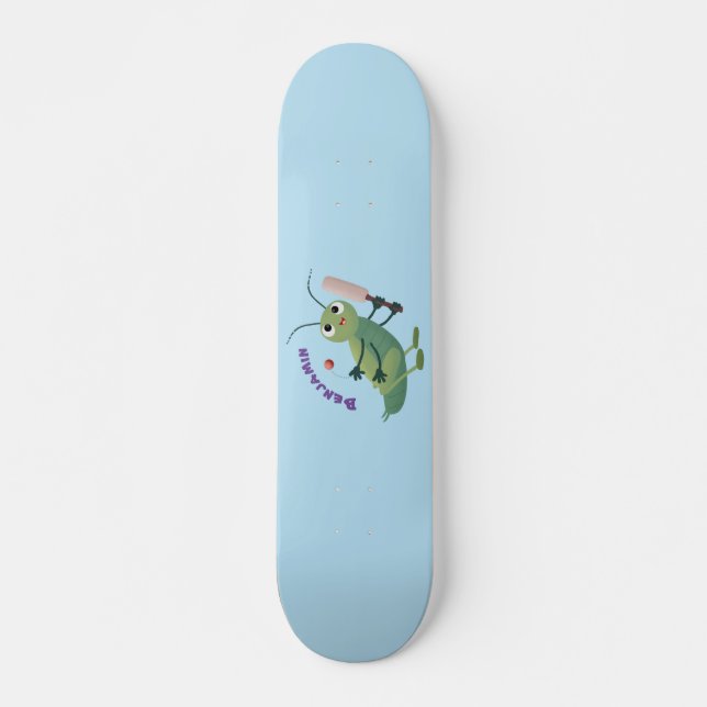 Skateboard Illustration d'un insecte du cricket vert mou (Devant)