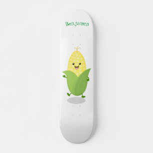Skateboard Illustration d'une caricature de maïs joyeux