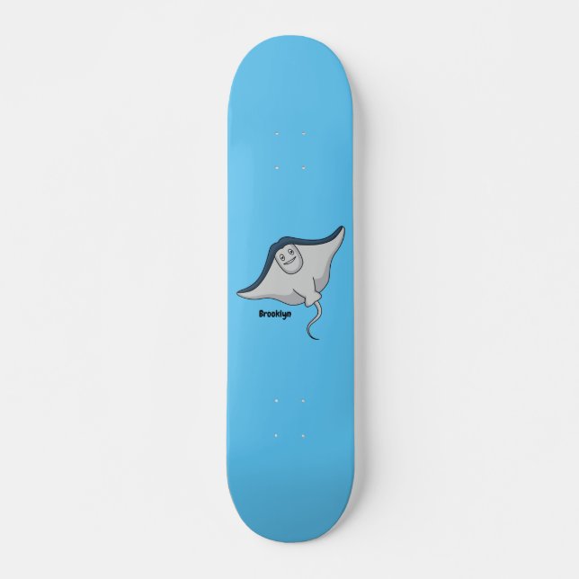 Skateboard Illustration d'une caricature de poisson stingray (Devant)