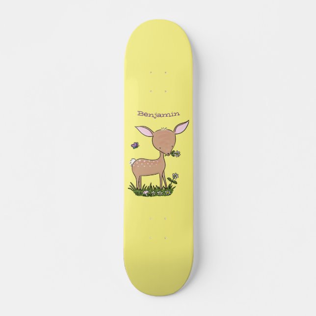 Skateboard Illustration d'une jolie dessin de cerf de bébé he (Devant)