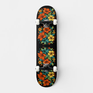 Skateboard Illustration Florale