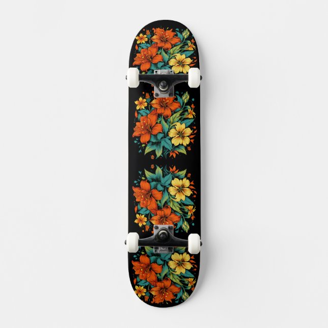 Skateboard Illustration Florale (Recto)