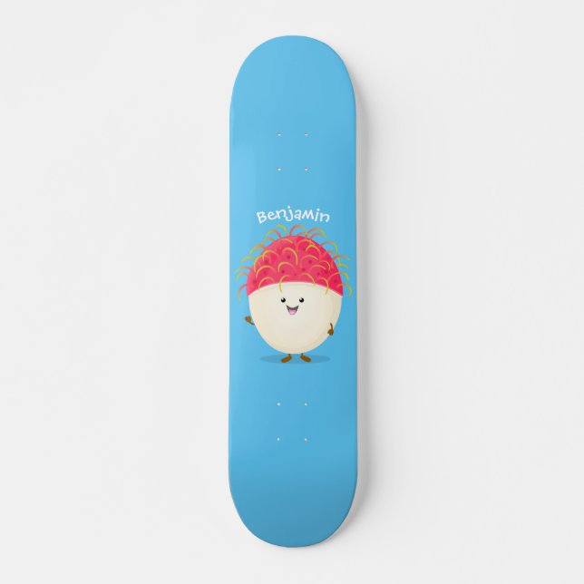 Skateboard Illustration mignon du ramboutan rose (Devant)