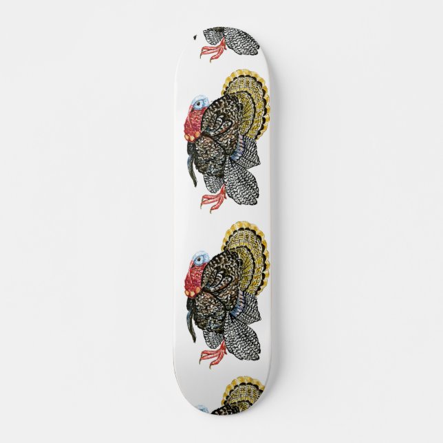 Skateboard Illustration tirée à la main par un oiseau de Turq (Devant)