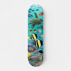 Skateboard Illustration tropicale hawaïenne de poissons de