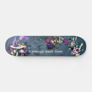 Skateboard Illustration vintage de l'Alice bleu foncé au pays