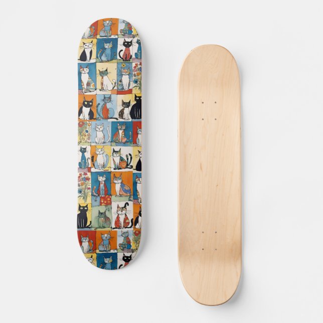 Skateboard Illustrations amusantes de chats (Recto)