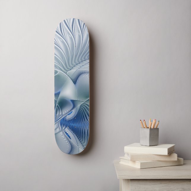 Skateboard Imaginaire dynamique tons bleus Abstraits Art frac (Art mural)