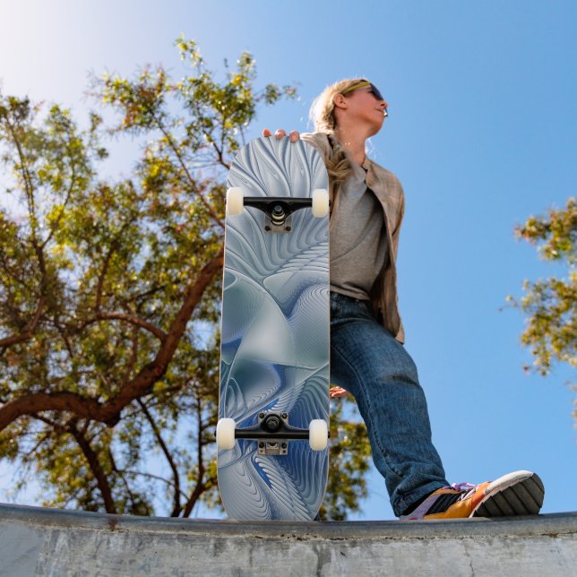 Skateboard Imaginaire dynamique tons bleus Abstraits Art frac (Extérieur 1)