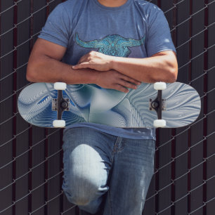 Skateboard Imaginaire dynamique tons bleus Abstraits Art frac