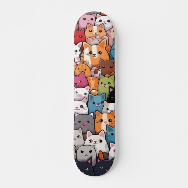 Skateboard Imaginaire Feline : Cute Anime Cats Galore (Devant)