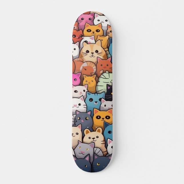 Skateboard Imaginaire Feline : Cute Anime Cats Galore (Devant)