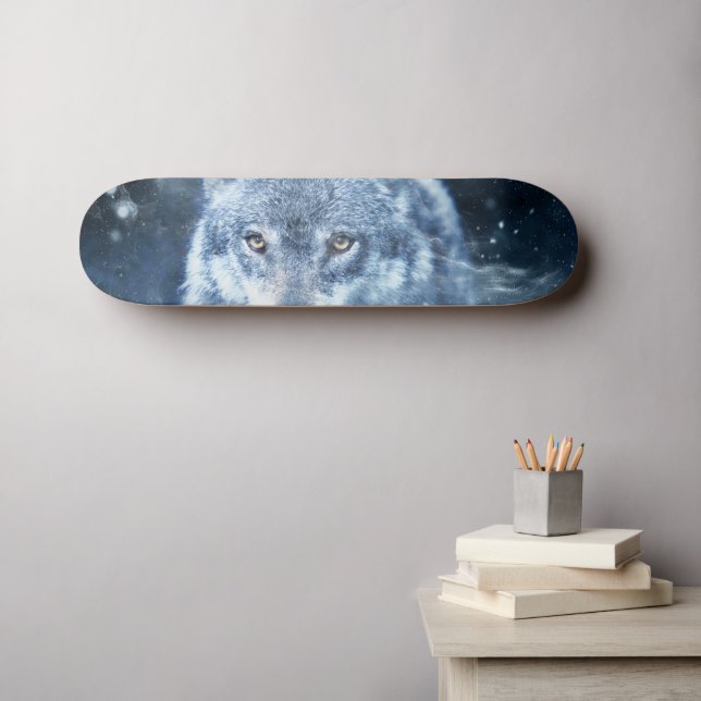 Skateboard Imaginaire Wolf Eyes sur la patinoire spatiale et  (Art mural (Horz))