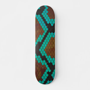 Skateboard Impression Brown et Turquoise de serpent
