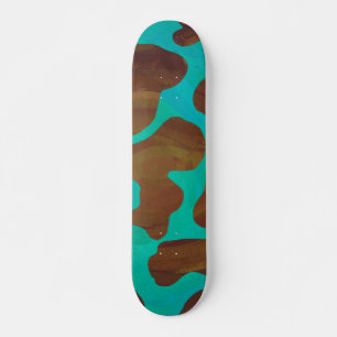 Skateboard Impression Brown et Turquoise de vache