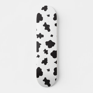 Skateboard Impression de vache noir et blanc