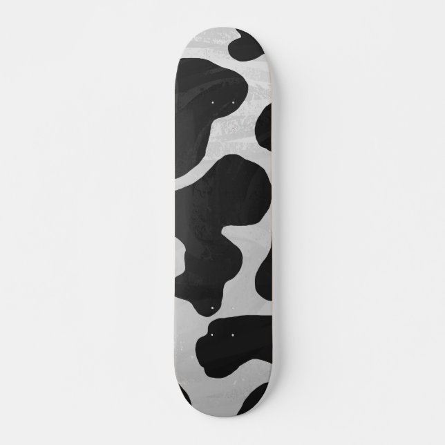 Skateboard Impression noire et blanche de vache (Devant)