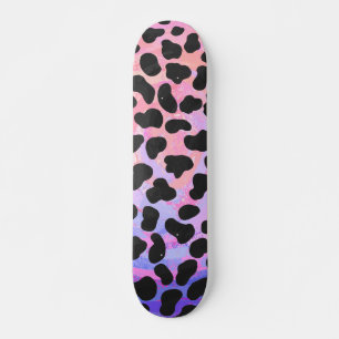 Skateboard Impression noire et rose dalmate
