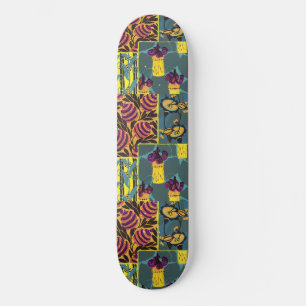 Skateboard Imprimé floral violet et sarcelle maximaliste vibr