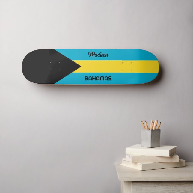 Skateboard Indicateur Bahamas du nom personnalisé (Art mural (Horz))