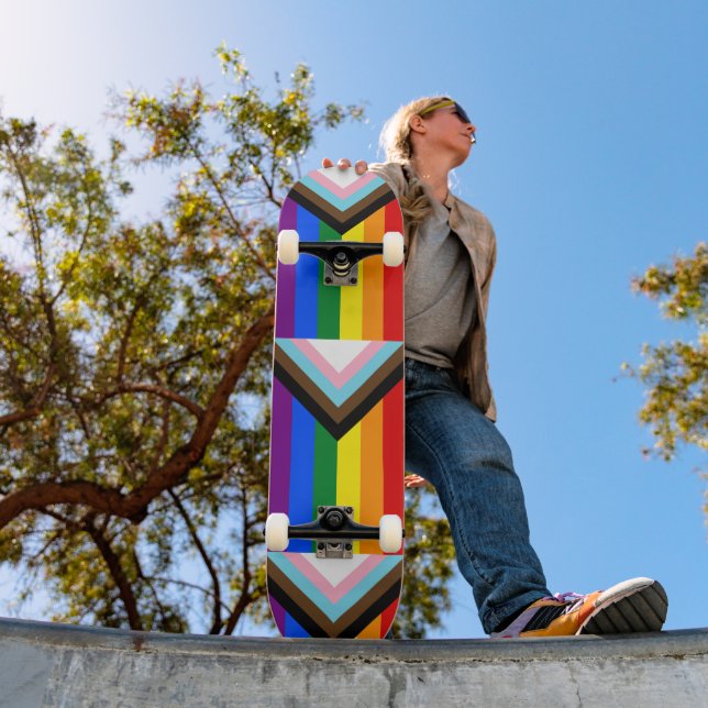 Skateboard Indicateur de fierté de progression LGBTQ+ (Extérieur 1)