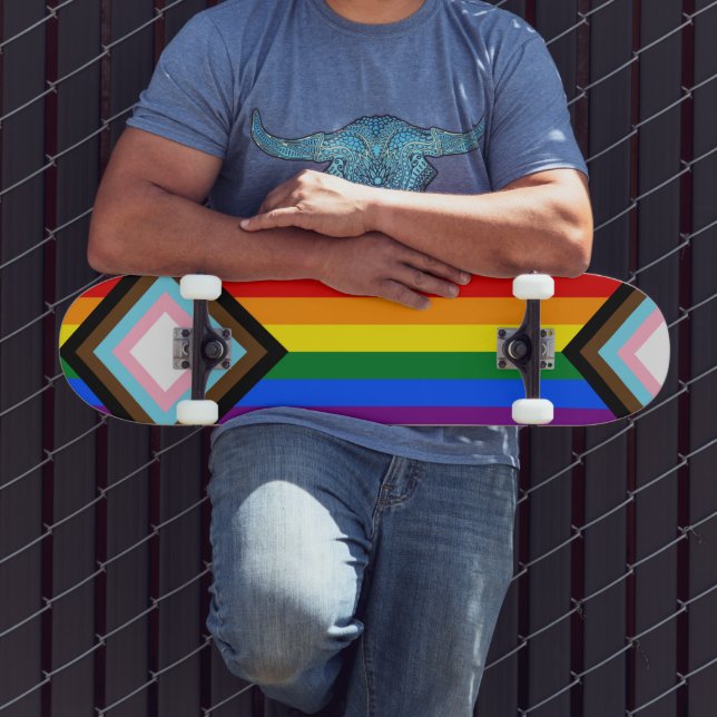 Skateboard Indicateur de fierté de progression LGBTQ+ (Extérieur 3)