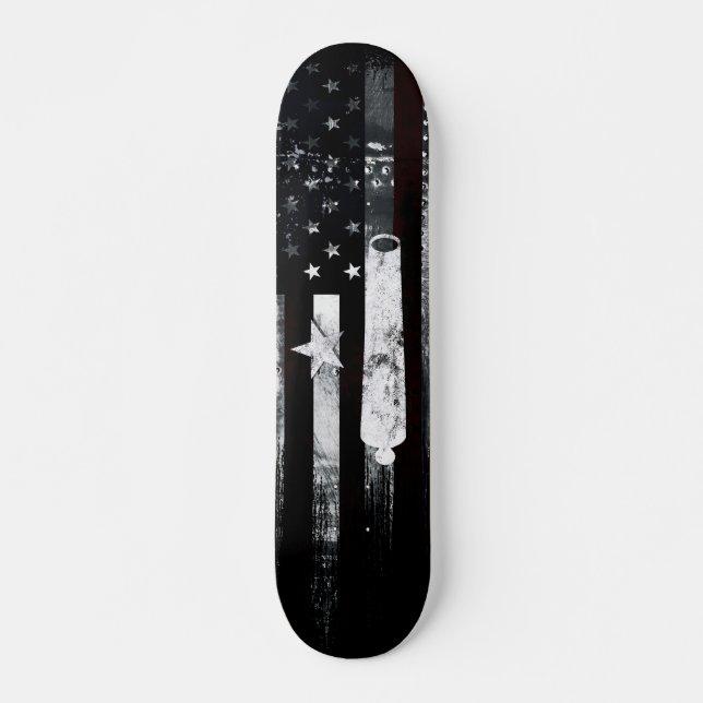 Skateboard Industrial Grunge American Flag Star et Cannon (Devant)