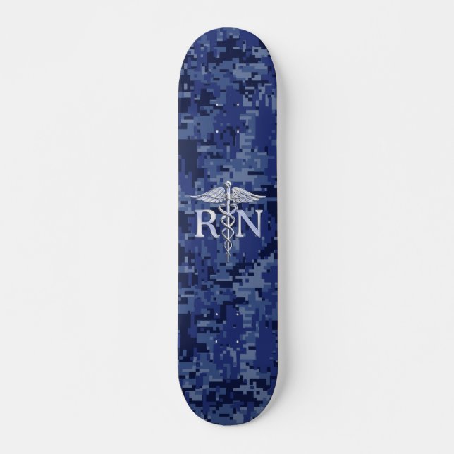 Skateboard Infirmière inscrite RN Silver Caduceus sur Camo de (Devant)