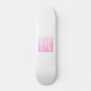 Skateboard Initiales de couple   Gradation rose subtile