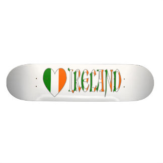 Skateboard Irish Flag Heart & Word Irlande