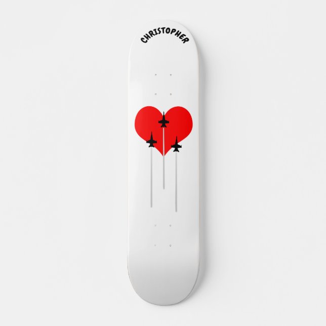 Skateboard J'aime l'aviation du Red Heart (Devant)