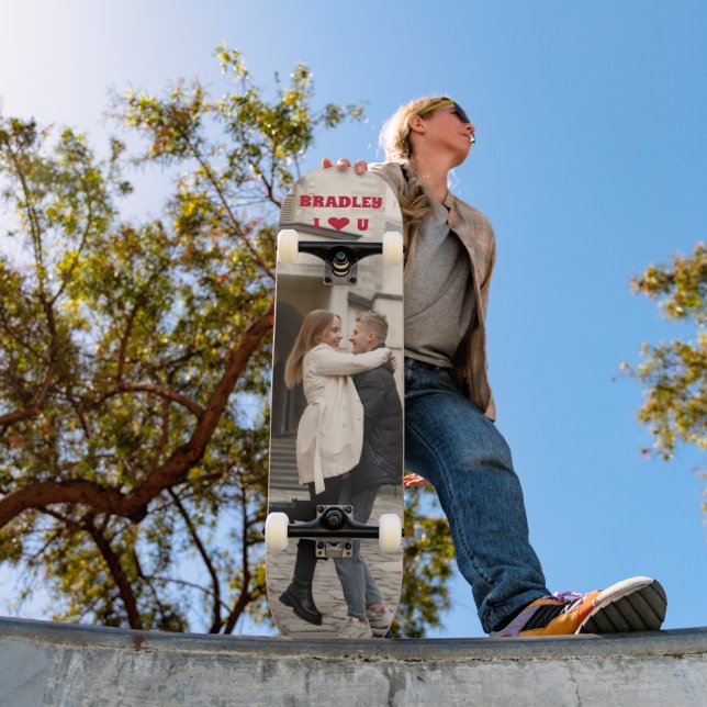 Skateboard J'Aime Que Vous Ajoutez Votre Propre Photo Nom Per (Extérieur 1)