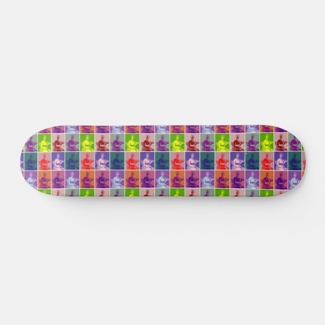 Skateboard Jane Austen pop art coloré (Horz)
