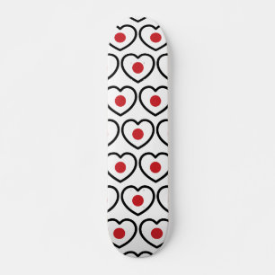 Skateboard Japon Coeur du drapeau japonais