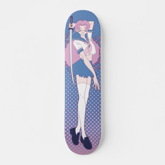 Skateboard Japon Rose Anime Schogirl Art Nouveau (Devant)