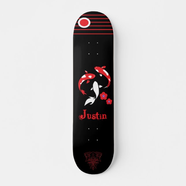Skateboard japonais Samurai avec nom (Devant)